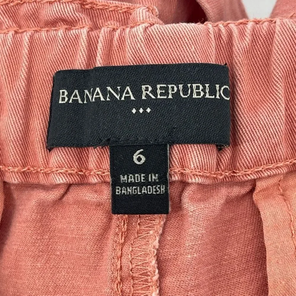 Banana Republic Paperbag Waist Shorts Pink Size 6 Summer High Rise 5” Inseam